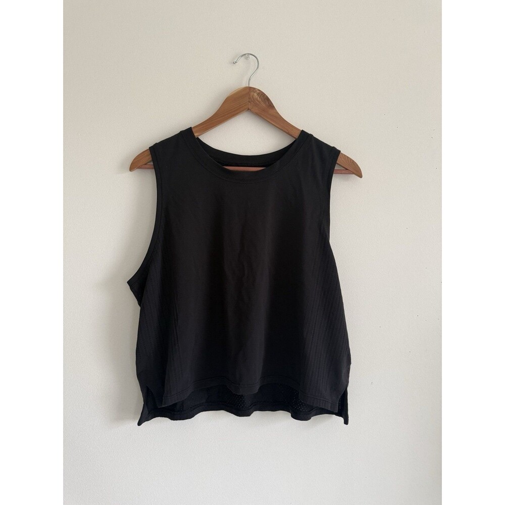✿ Lululemon Black Mesh Tank Top Women Oversized Athletic Size L XL 23x21